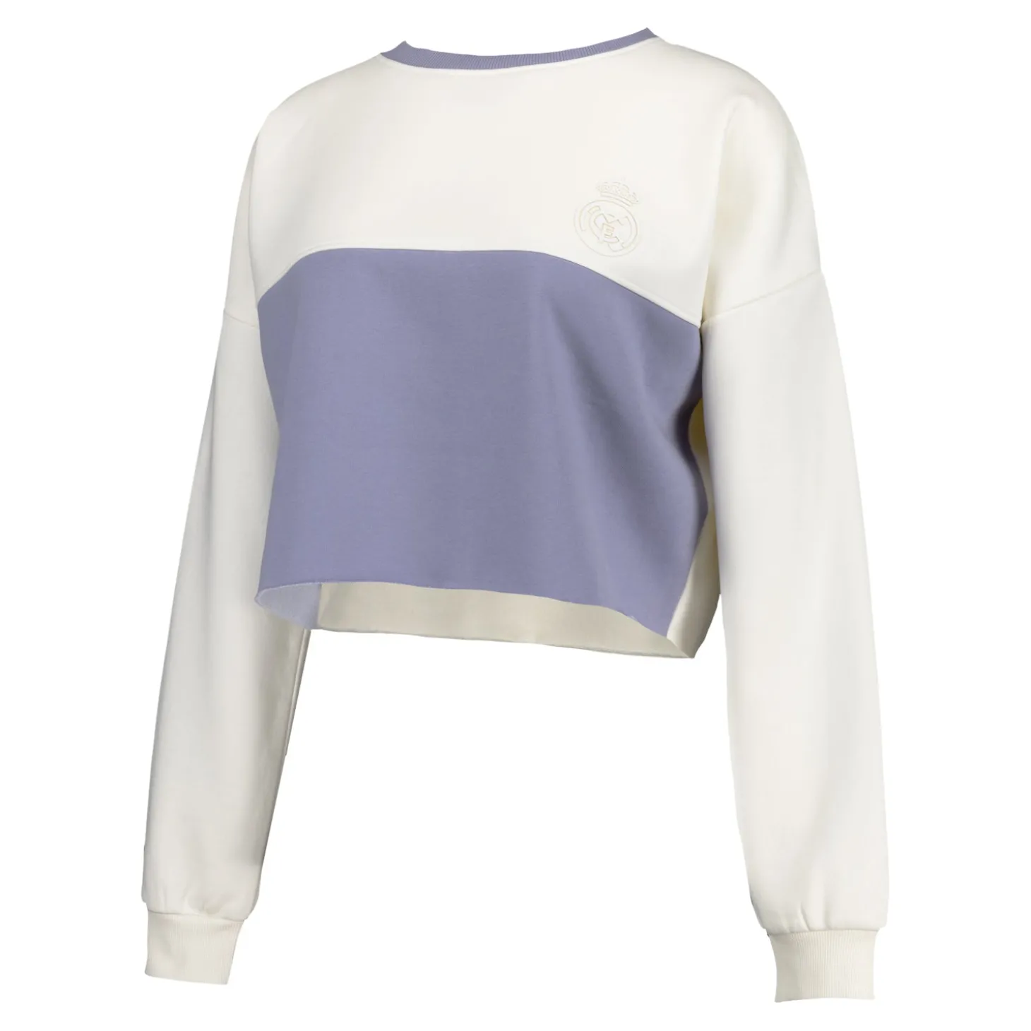 Damen Real Madrid Ladies Vintage Cropped Panel Sweatshirt Cremeweiß | Foundry Outlet
