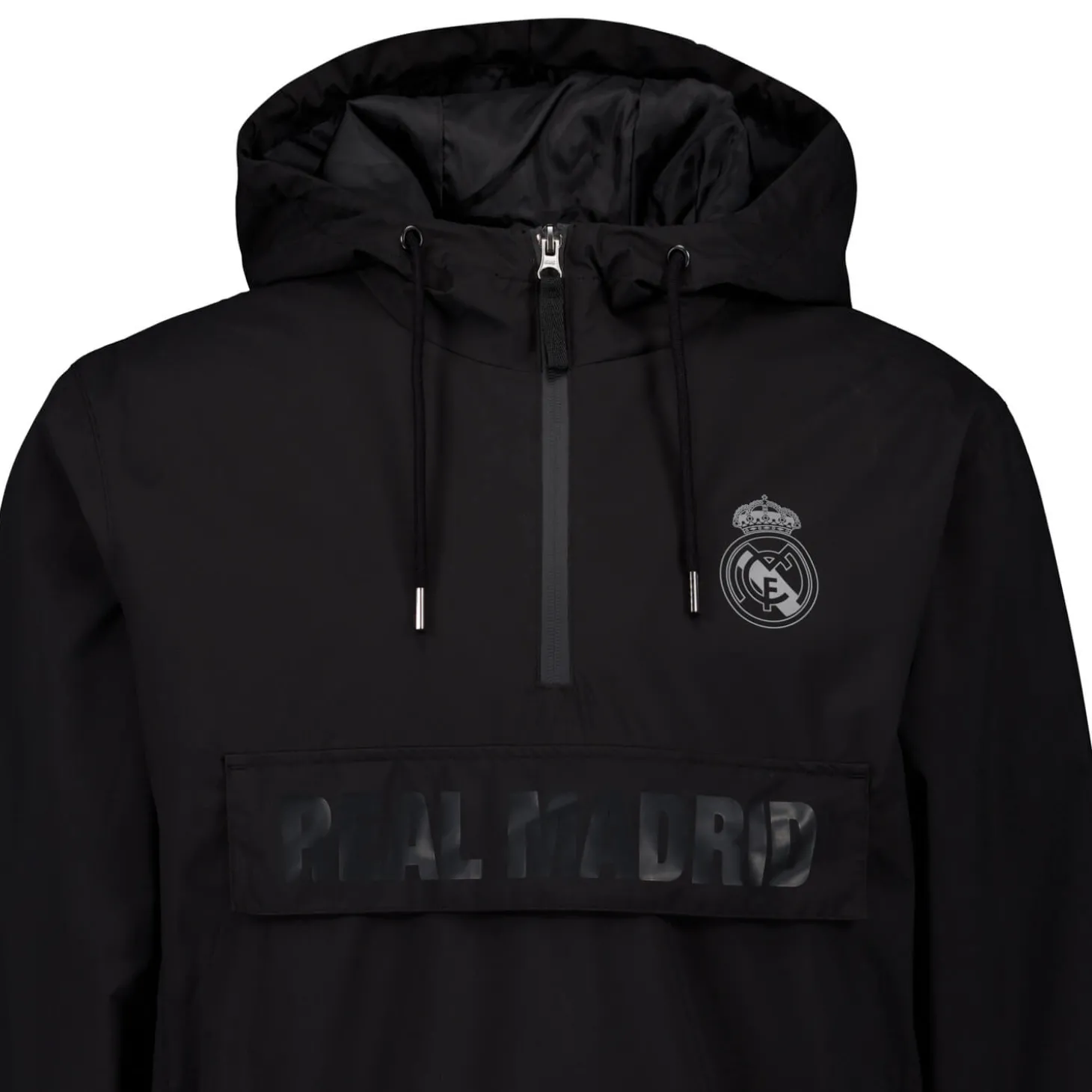 Herren Outerwear Leichter Anorak mit Kapuze Real Madrid Schwarz | MBA Solutions Discount