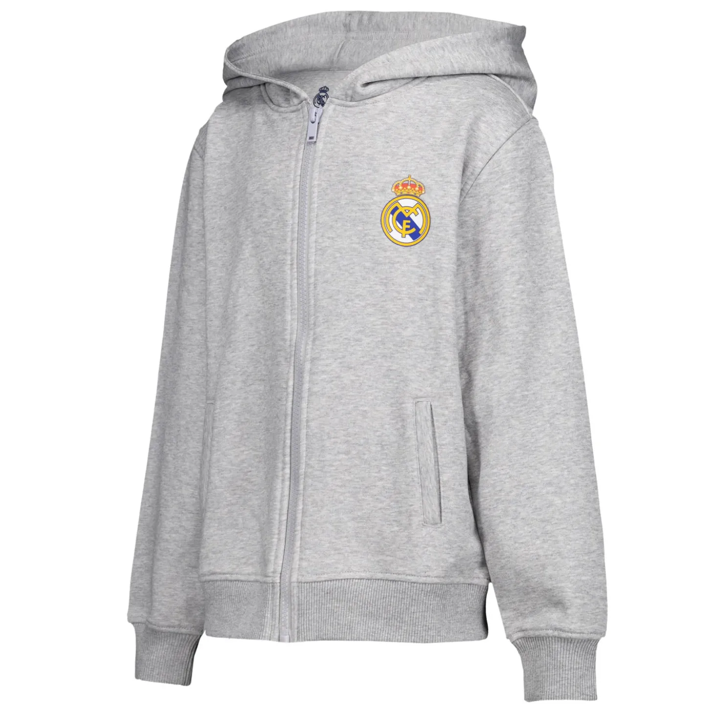 Sweatshirt Hoodie Zipper Kids ECO Essentials Real Madrid Graues Schild | OSDM Online