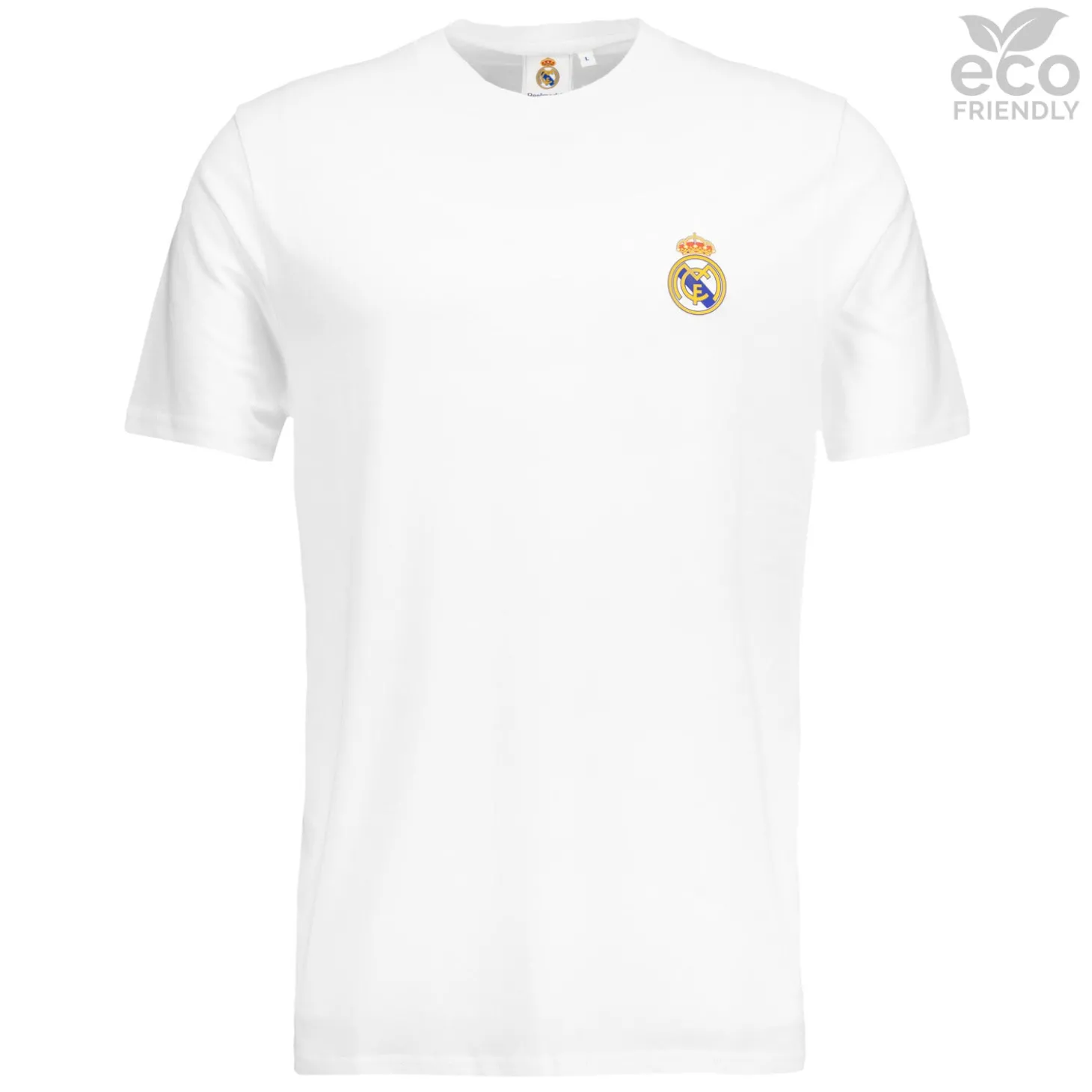 Weißes Herren-T-Shirt ECO Essentials Real Madrid Wappen Farbe | OSDM Discount
